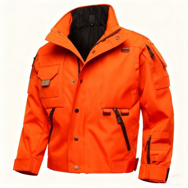Men's Casual  Jacket - Orange Water-resistant Outdoor Casual-style Coat