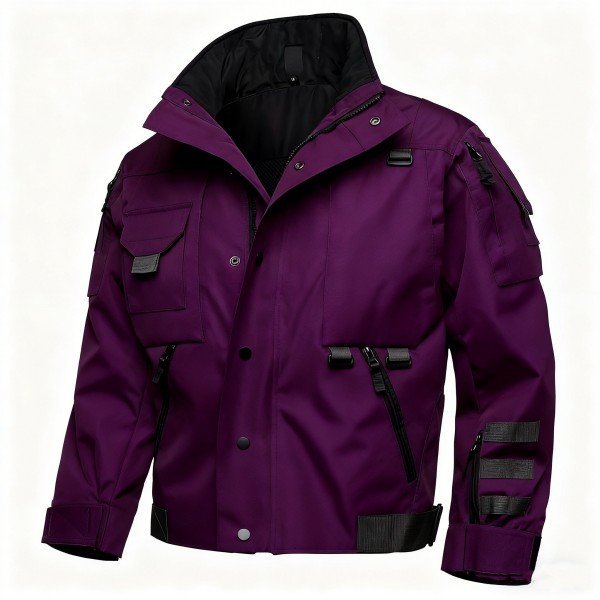 Men's Casual-style Casual Jacket - Dark Purple Water-resistant Outdoor  Coat